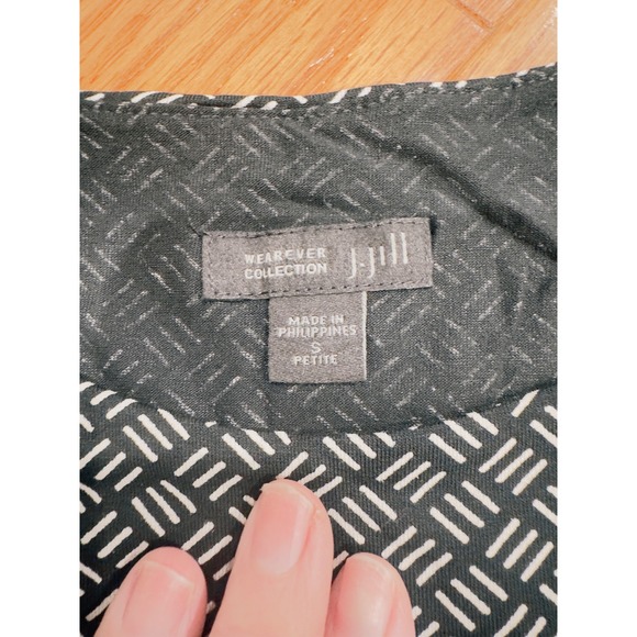 J. Jill Wearever Dress Petite Small Black White Sleeveless Shift Lagenlook - Picture 2 of 6